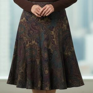 Chaps lined brown flare skirt size medium